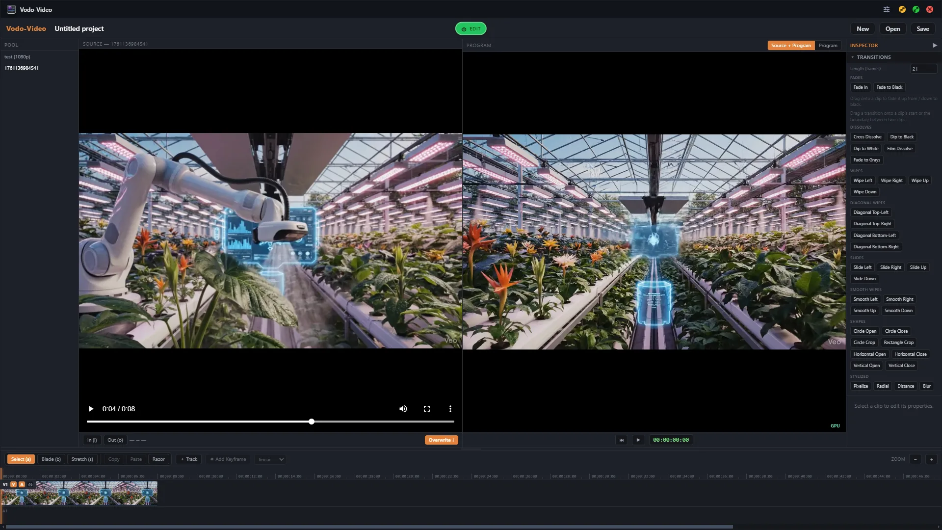 Vodomation creative video editing interface